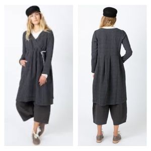 E'CHAPPE'ES BELLES Wool Blend Check Faux Wrap W/Blue TIy Mini Dress In Navy Sz 0